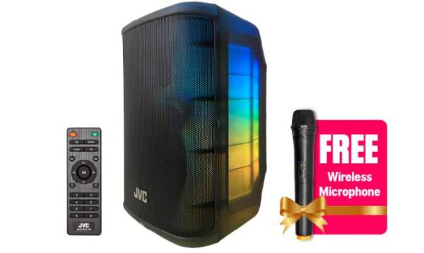 JVC Party Speaker 1600W PMPO Wireless Mic & Remote Control