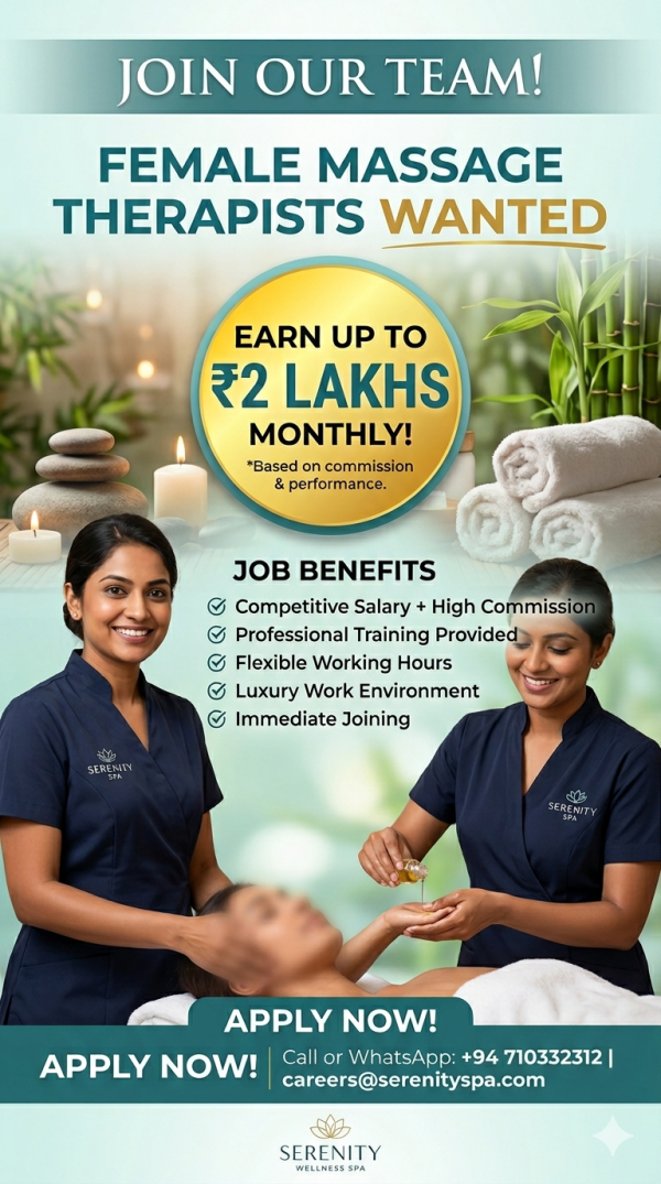 ✨ CAREER OPPORTUNITY: FEMALE MASSAGE THERAPISTS WANTED ✨